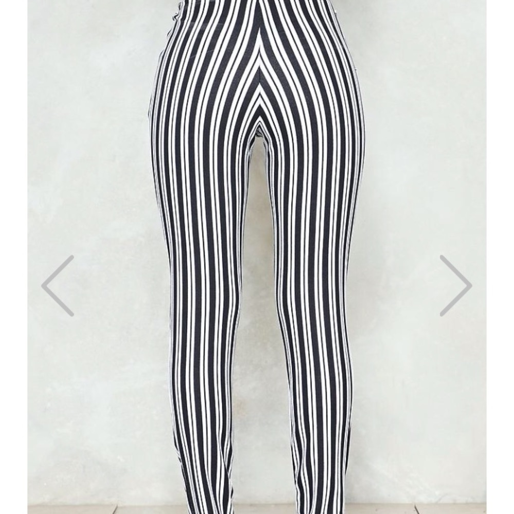 Stripped tie waist skinny pants